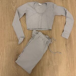 Meshki Crop Top/Jogger Set - Baby Blue
